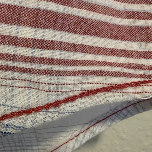 Panhandle Rough Stock Button Up Shirt Red White Blue Cotton Short Sleeve Men's M - Picture 5 of 10